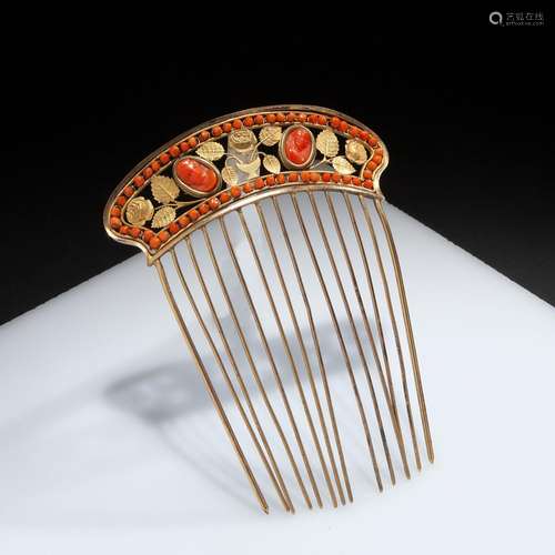 Coral tiara comb, Trapani 19th century