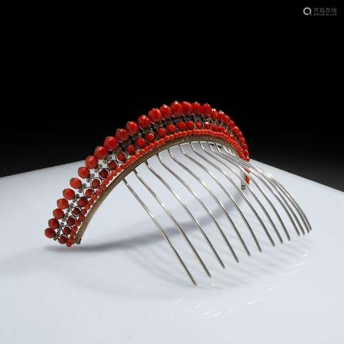 Coral tiara comb, Trapani 19th century