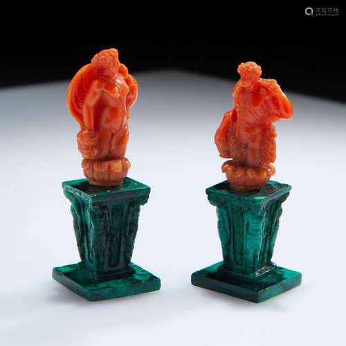 Pair of coral microsculptures, Trapani early 18th century