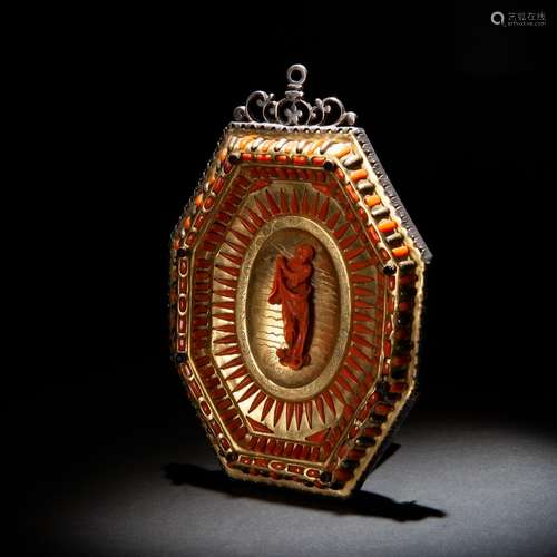 Gilt copper, silver and coral capezzale, Trapani early 17th ...