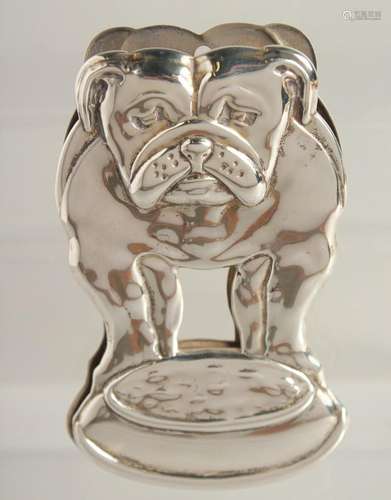 A SILVER BULL DOG PAPER CLIP. 4.5ins long London, modern.