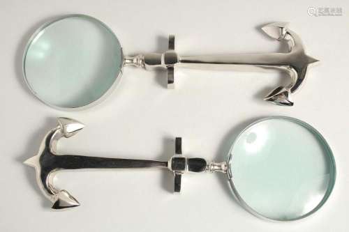 A PAIR OF MAGNIFYING GLASSES with anchor handles.