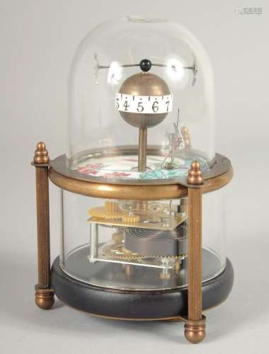 A SMALL FISH GLASS DOMED CLOCK 5.5ins high.