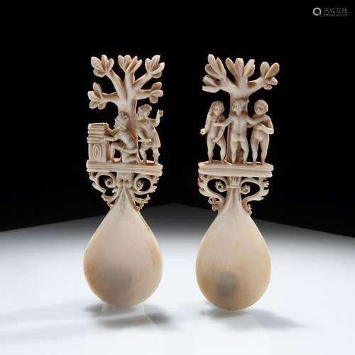 Pair of spoons with openwork handles, France 17th century