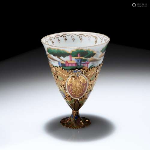 Precious Turkish gold and porcelain small cup, Turkey late 1...