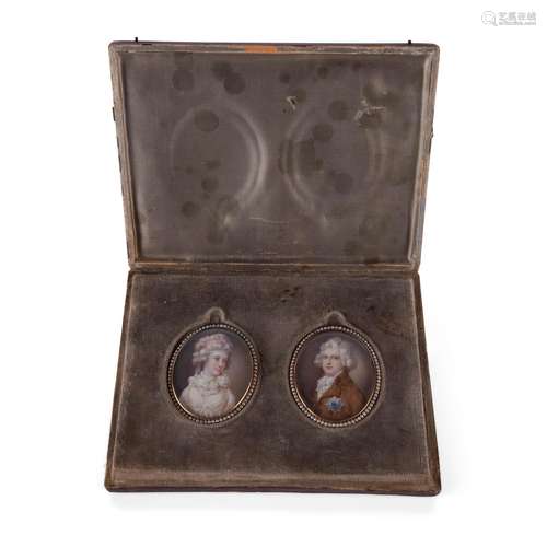 Pair of portrait minatures of a gentleman and a lady, Russia...