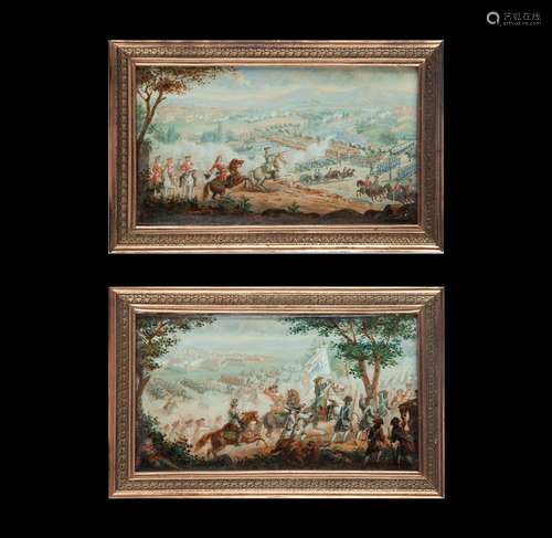 Pair of miniatures with battle scenes, France first half of ...