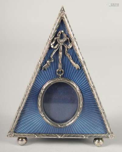 A KITNEY &CO. RUSSIAN DESIGN SILVER AND ENAMEL TRIANGULA...