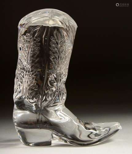 A RALPH LAUREN GLASS BOOT. Signed, in a Ralph Lauren box.