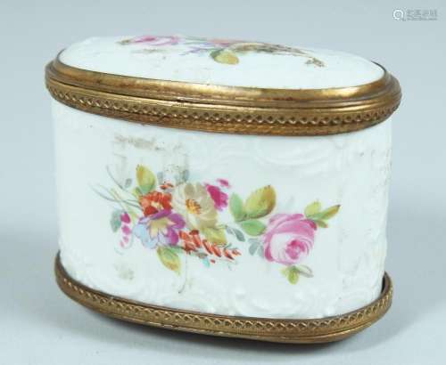 A 19TH CENTURY PORCELAIN DOUBLE ENAMEL BOX painted with flow...