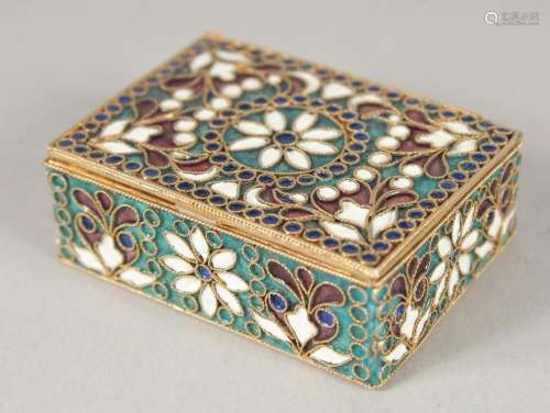 A SMALL RUSSIAN SILVER ENAMEL BOX AND COVER. 1.75ins. Mark: ...