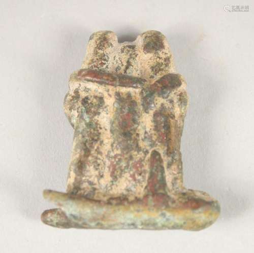 A RARE ANCIENT BRONZE KING SEAL formed as two figures. 2ins ...