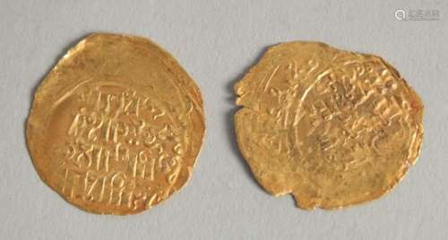 TWO EARLY ISLAMIC GOLD COINS.