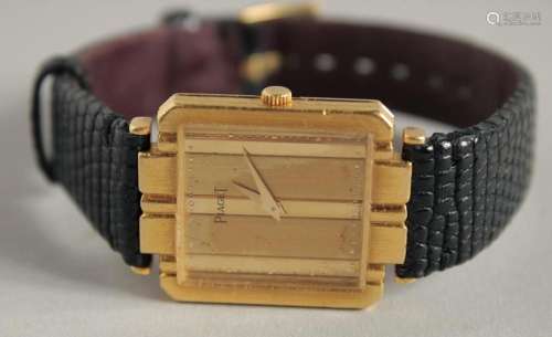 A GENTLEMAN S 18CT GOLD WRISTWATCH with leather strap. No. 8...