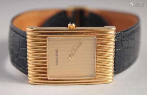 A GENTLEMAN S 18CT GOLD WRISTWATCH with leather strap. No. A...