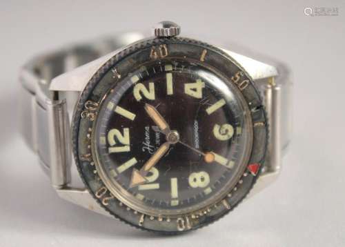 A GENTLEMAN S HERMES DIVER WATCH, stainless steel with brace...