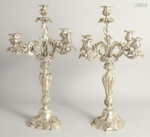 A GOOD PAIR OF LOUIS XVI DESIGN FOUR BRANCH CANDELABRA with ...