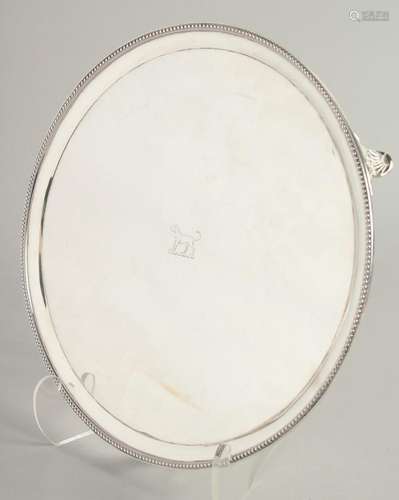 A GOOD GEORGE III SILVER SCOTTISH CIRCULAR SALVER with bead ...