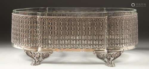 A CONTINENTAL SILVER MOUNTED GLASS JARDINIERE with period fr...