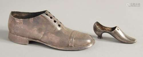 A LARGE SILVER SHOE, 4.75ins long, Birmingham 1903, and anot...