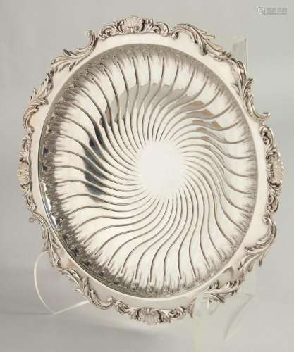 A FRENCH SILVER CIRCULAR WRYTHEN FLUTED FRUIT DISH with cast...