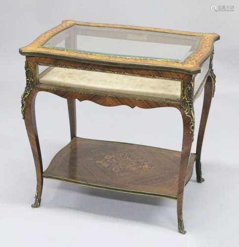 A VERY GOOD 19TH CENTURY FRENCH ROSEWOOD MARQUETRY BIJOUTERI...