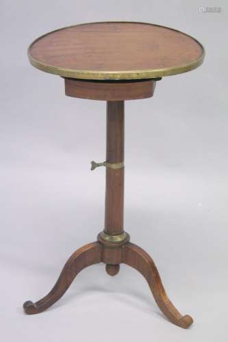 A 19TH CENTURY FRENCH CIRCULAR TOP CAMPAIGN TABLE on tripod ...