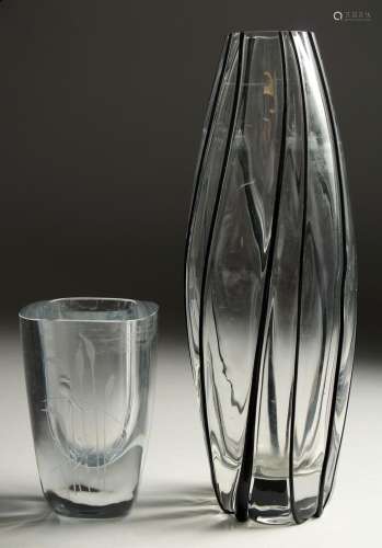 A SMALL PLAIN SWEDISH GLASS VASE. Signed. 4.75ins high, and ...