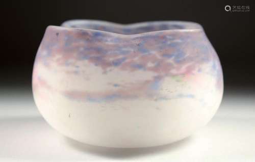 A MULLER FRERES SPECKLED GLASS BOWL 4.5ins