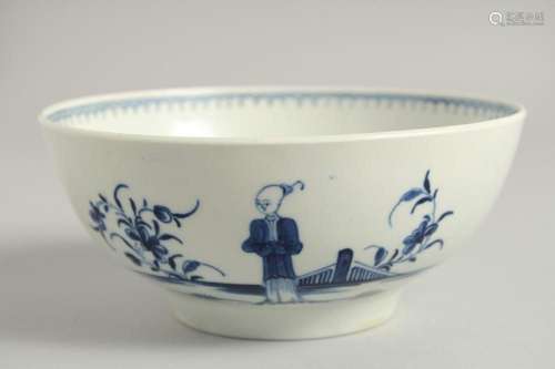 AN 18TH CENTURY WORCESTER BOWL painted with the Waiting Chin...