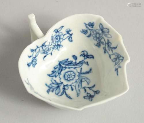 A VERY RARE, 18TH CENTURY, WORCESTER BUTTER BOAT printed wit...