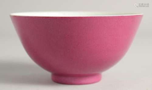 A CHINESE PINK GLAZE PORCELAIN BOWL six character mark to ba...