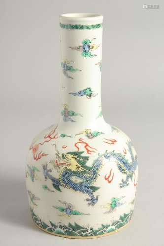 A CHINESE FAMILLE VERTE PORCELAIN BOTTLE VASE painted with d...