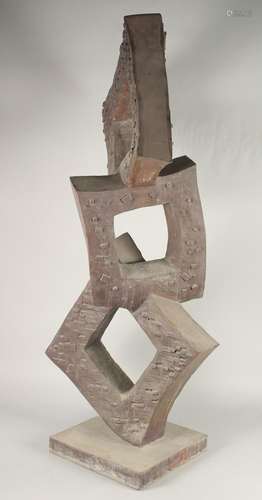 A LARGE BRONZE OF THREE INTERLOCKING SQUARES.