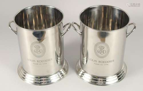 A PAIR OF LOUIS ROEDERER CIRCULAR WINE COOLERS 10ins high.