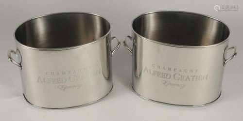 A PAIR OF ALFRED GRATIEN OVAL CHAMPAGNE COOLERS. 9ins diamet...
