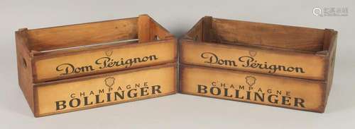 A PAIR OF CHAMPAGNE WOODEN BOXES. 1ft 5ins.