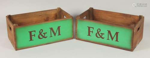 A PAIR OF CHAMPAGNE WOODEN BOXES. 1ft 5ins.