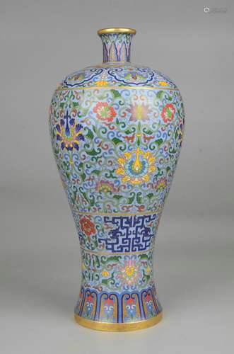 Cloisonne sapphire flower plum vase