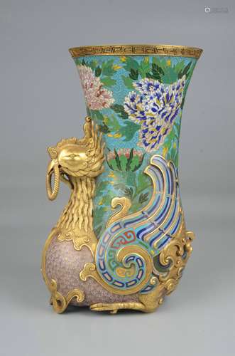 Gilt Cloisonne Phoenix Zun