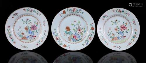 3 porcelain Famille Rose saucers