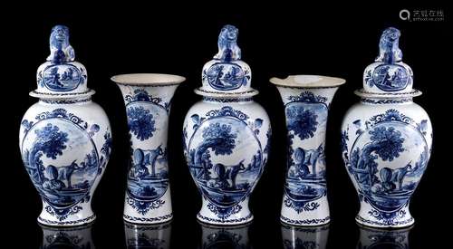 Delft earthenware garniture