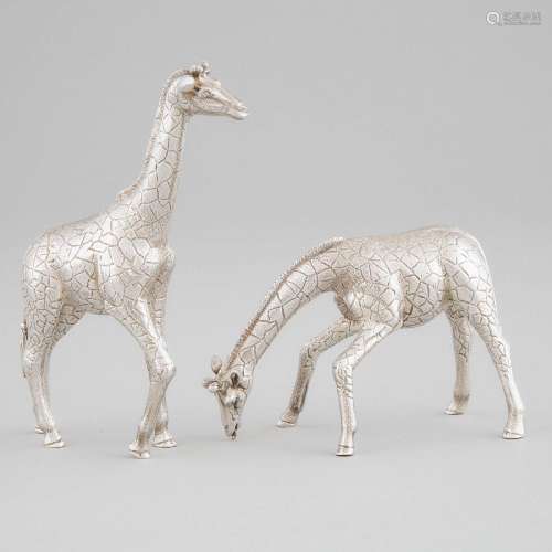 Two English Silver Models of Giraffes, Asprey & Co., Lon...
