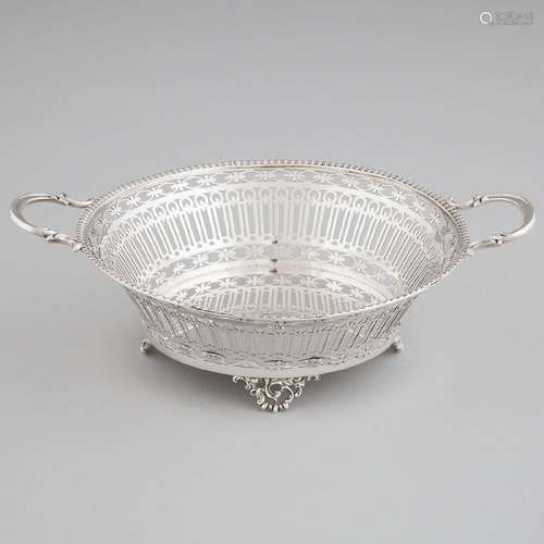 English Silver Two-Handled Pierced Basket, William Hutton &a...