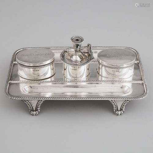 Edwardian Silver Inkstand, Daniel George Collins, Sheffield