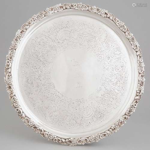 George IV Irish Silver Large Circular Salver, James Le Bas,