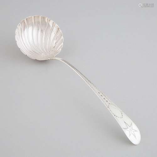 George III Irish Silver Bright-Cut Soup Ladle, possibly Joh