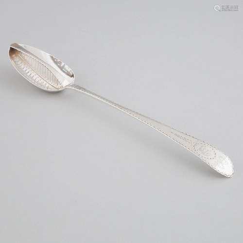 George III Irish Silver Bright-Cut Straining Serving Spoon,