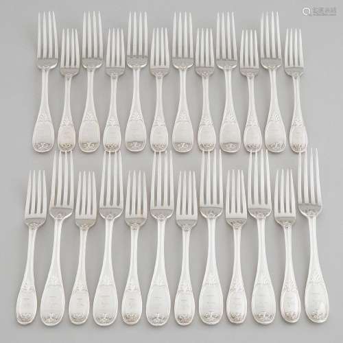 Twelve Victorian Silver 'Wellington' Pattern Table Forks an