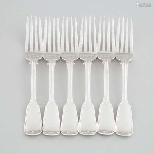 Six Victorian Silver Fiddle & Thread Pattern Table Forks...